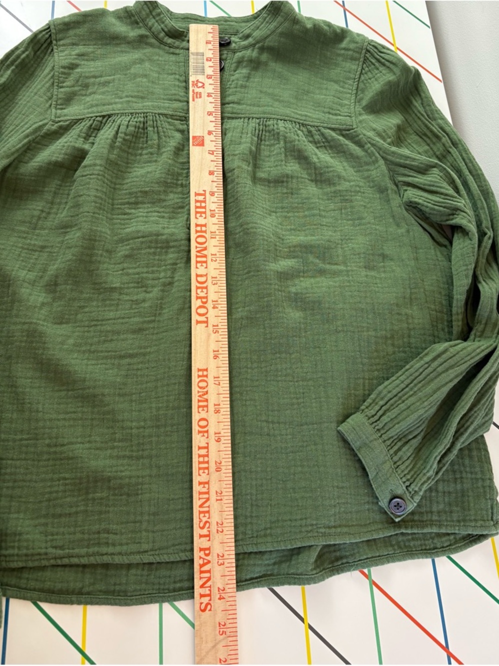 J. Crew Moss Green Gauzy Button Popover Blouse Size Medium earthy boho peasant - Picture 7 of 7